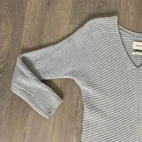 Babaton Aritzia Womens Sweater Cordell V-neck Cable Knit Merino Wool Gray XS - Picture 10 of 16